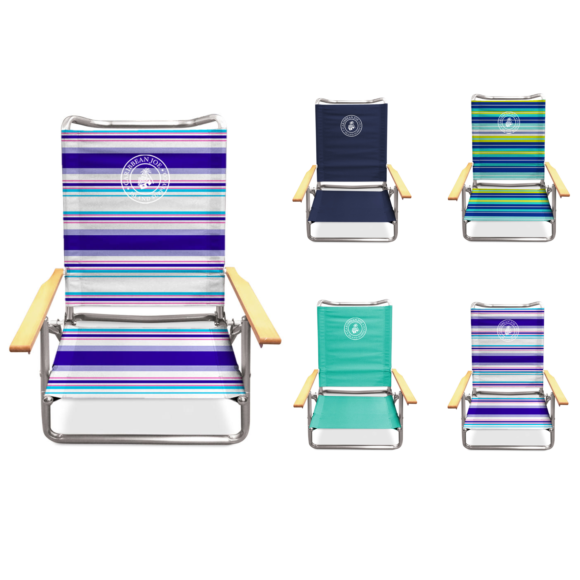 Caribbean Joe Portable Lightweight 5 Postion Folding Beach Chair w