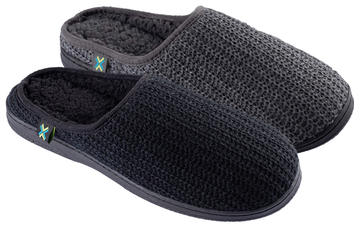 Men's Chevron Knit Clog Slippers w/ Sherpa Lining