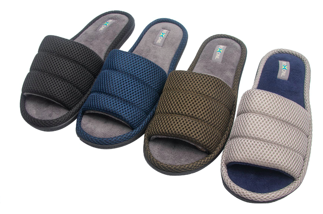 Men's Ribbed Slide Bedroom SLIPPERS w/ Soft Footbed - Choose Your Size(s)