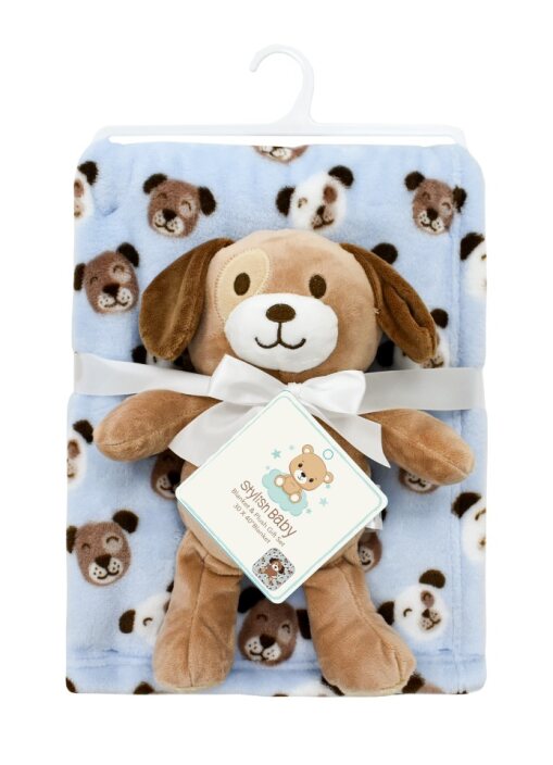 ''30'''' x 40'''' Printed Baby Blanket w/ Plush Puppy DOG''