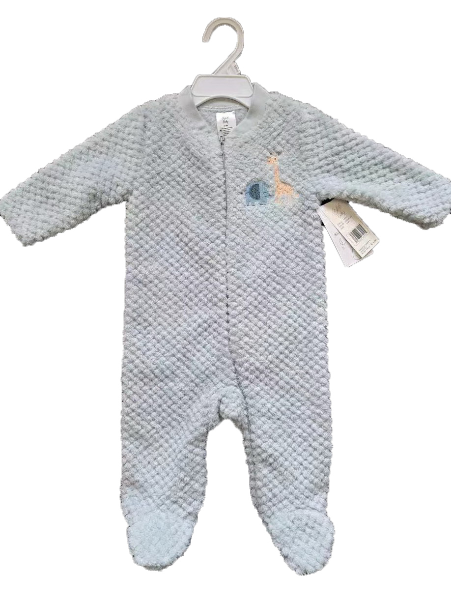 260 GSM Textured Coral Fleece BABY's Onesies w/ Embroidered Applique - 0-9M -  Giraffe & Elephant Pa