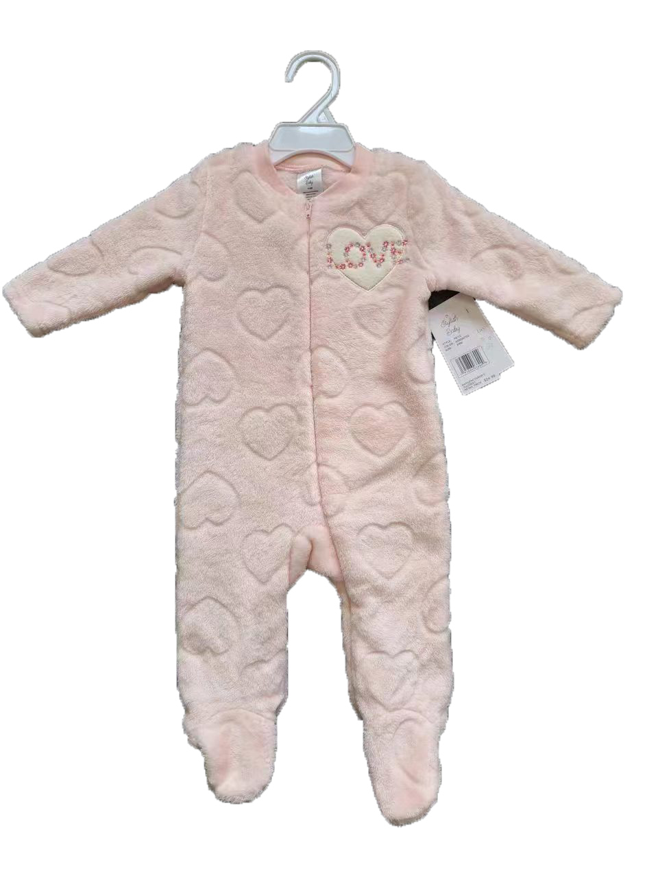 260 GSM Textured Coral Fleece BABY's Onesies w/ Embroidered Applique - 0-9M - Love Patch