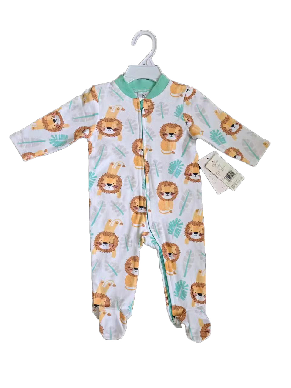 Printed Newborn Onesies w/ Zipper - 0-9M - LION Print