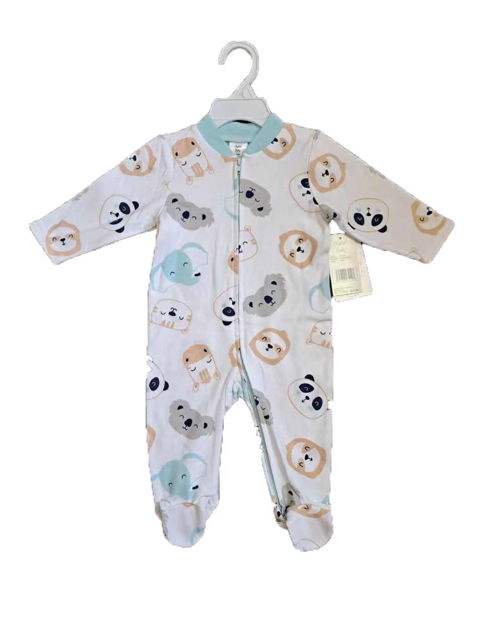 Printed Newborn Onesies w/ Zipper - 0-9M - ANIMAL Print