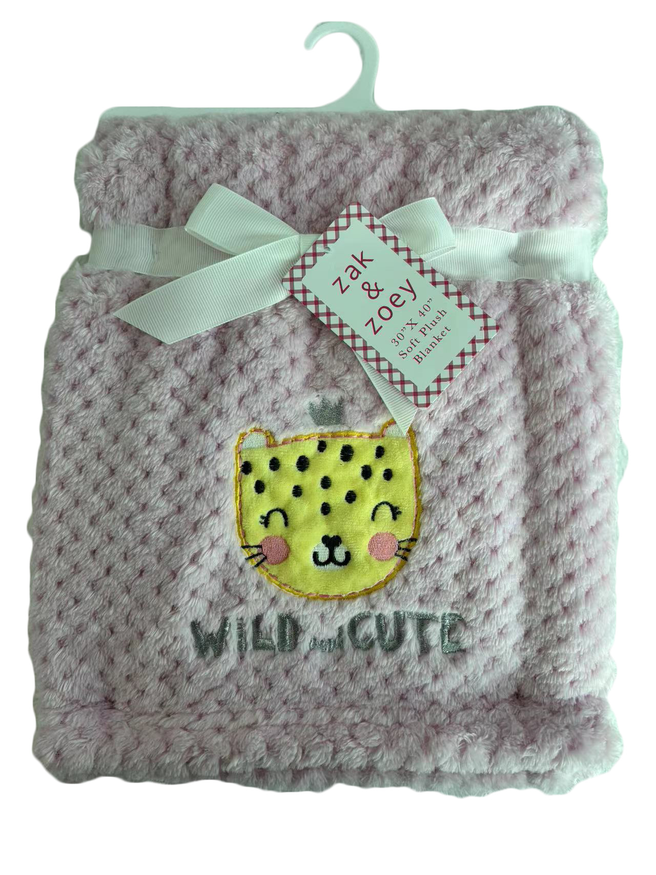 31 x 40 Embroidered Applique Baby Blankets - Cheetah Print