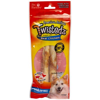 Dog Treats Chicken Meat Wrap 2pk 5 Inch CHIP Rolls American Beefhide #27282