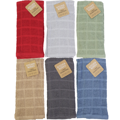 ''Kitchen TOWEL 15x25 6assorted Colors Silver, Sage, Camel, Soft Red, Charcoal, Blue''