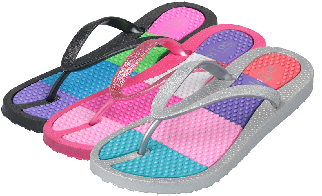 Girl's FLIP FLOPS w/ Multicolor Insoles