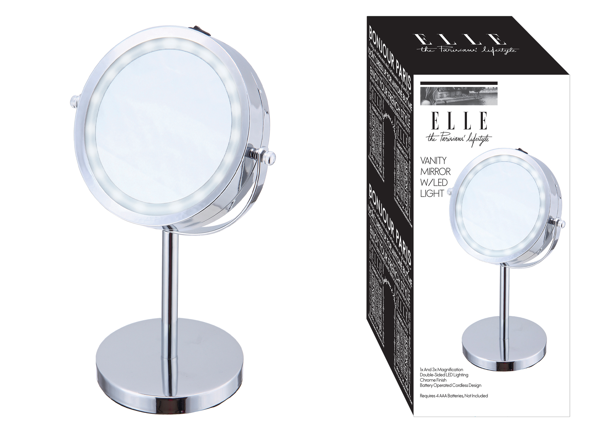 ELLE The Parisians Lifestyle Collection Light-Up LED Vanity MIRRORs