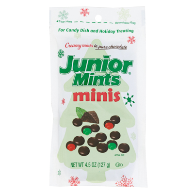 Junior Mints HOLIDAY Minis 4.5 Oz Stand Up Bag Counter Display