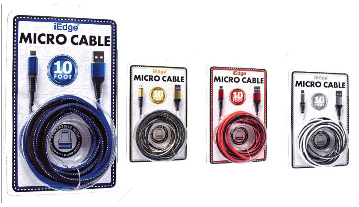 10-Ft. Micro-USB Two Tone Fabric Cables w/ MetALLic Trim