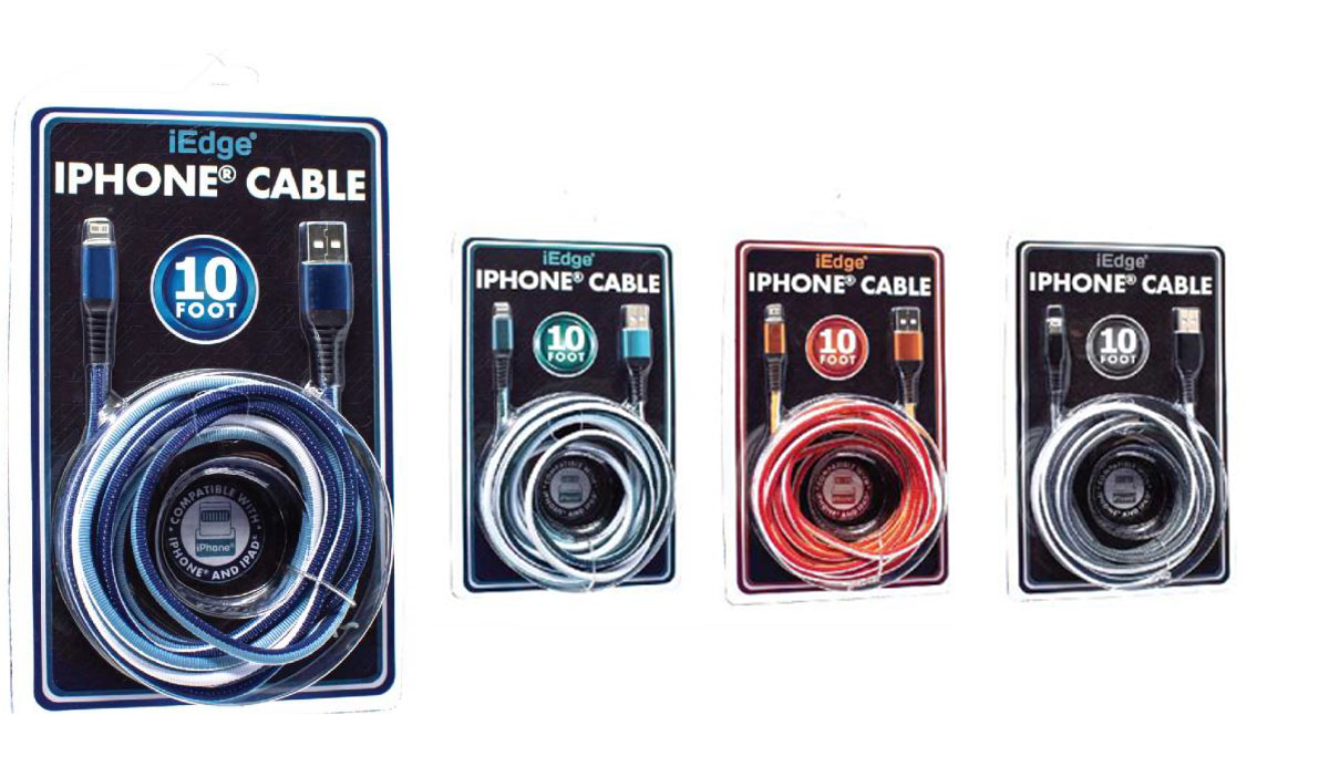 10-Ft. IPHONE Lightining Fabric Cables - Assorted Colors