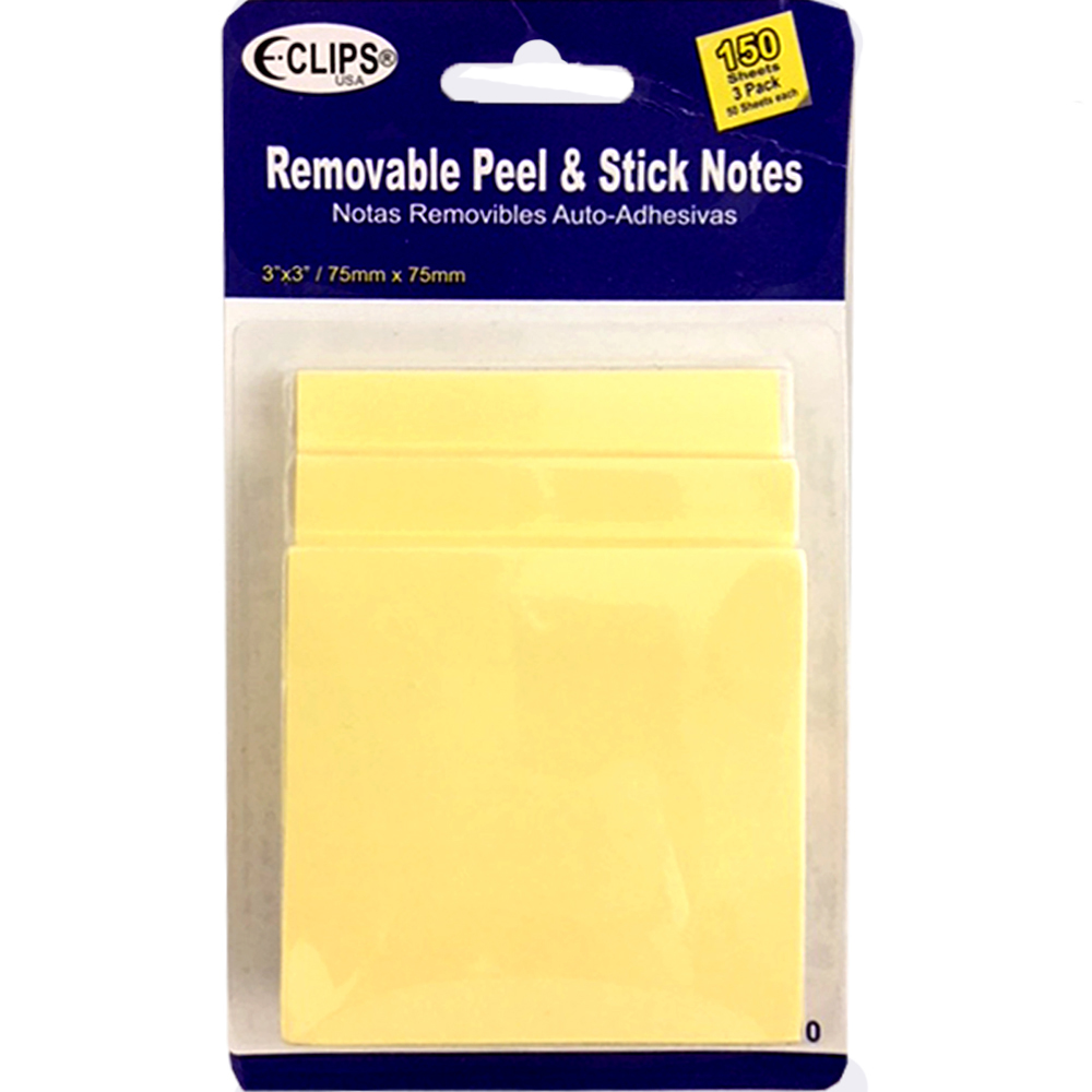 Peel & Stick Yellow Sticky Notes - 3-Pack