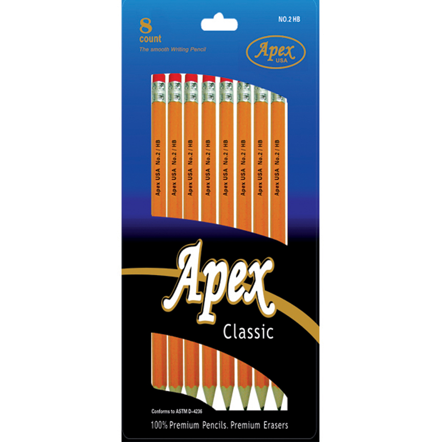 APEX Classic Sharpened NO. 2 Pencils - 8-Packs