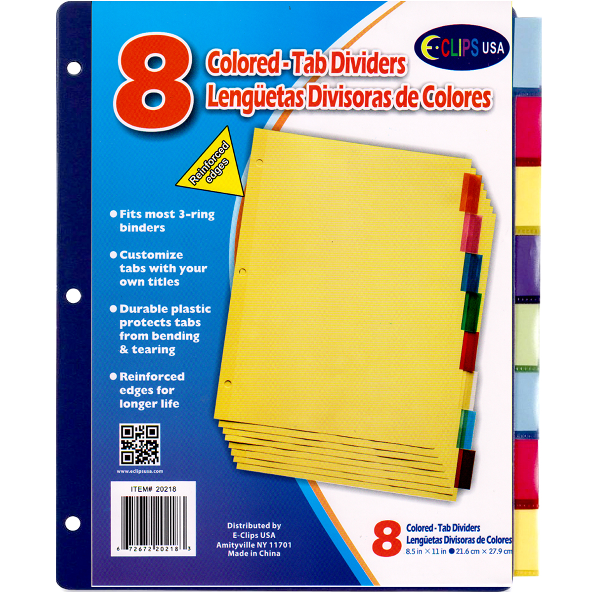 Letter-Size Transparent Index Tab DIVIDERS - 8-Pack