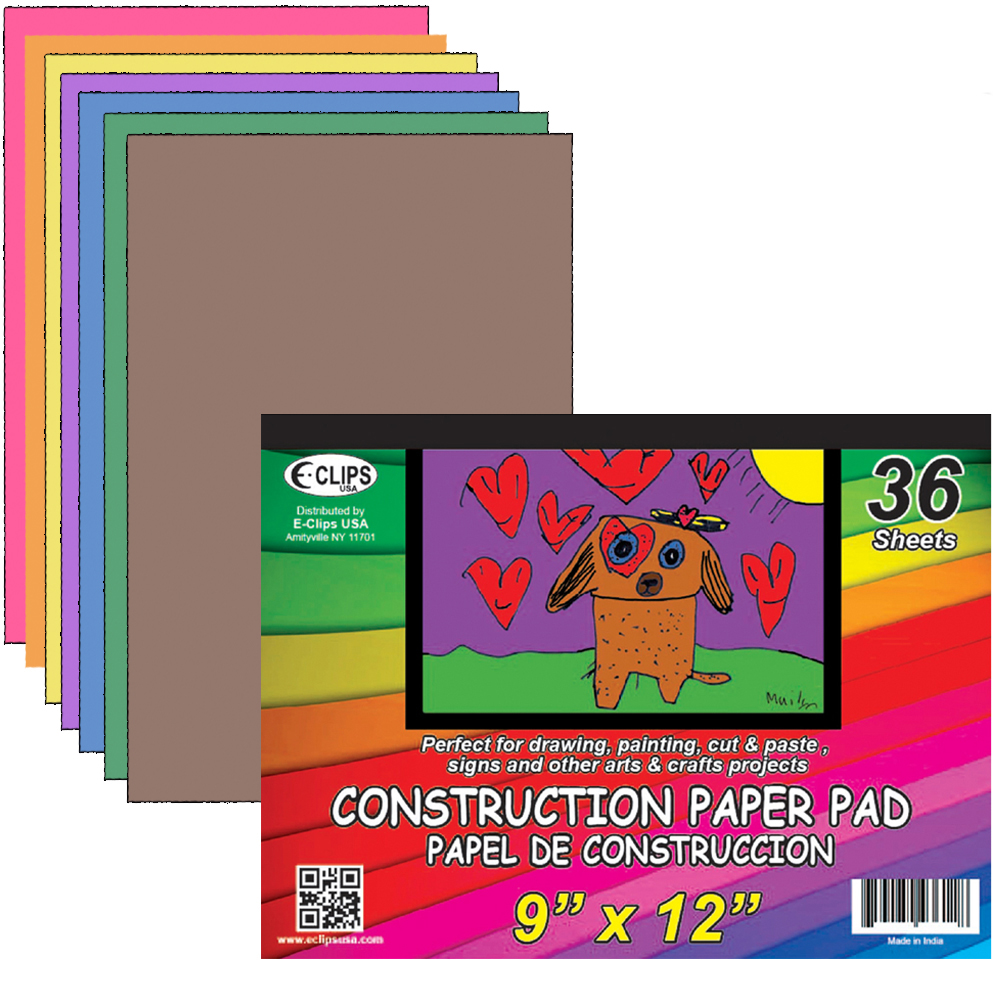 36-SHEET Construction Paper Pads w/ Assorted Colors