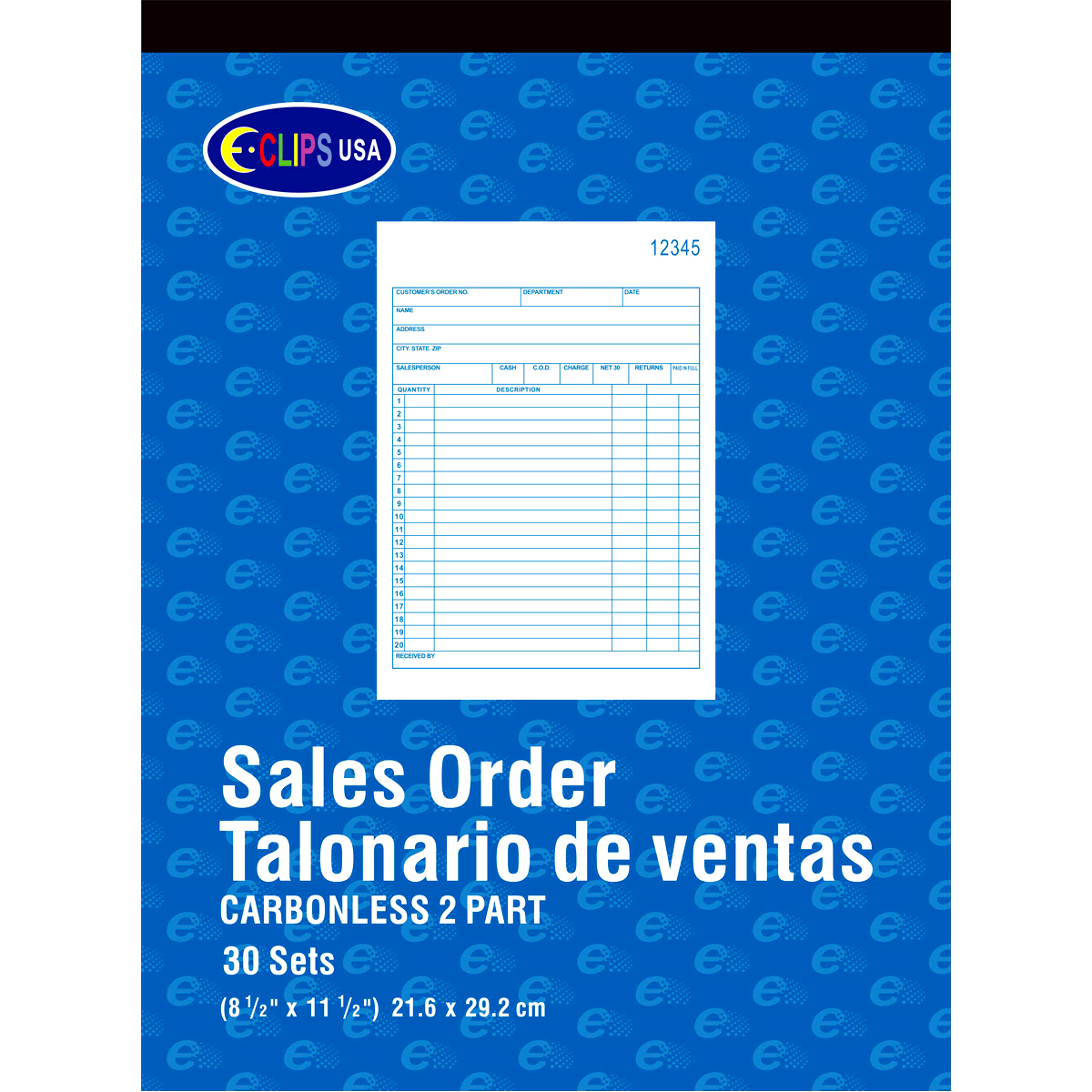 30-Page Carbonless Sales Order Reciept BOOKs