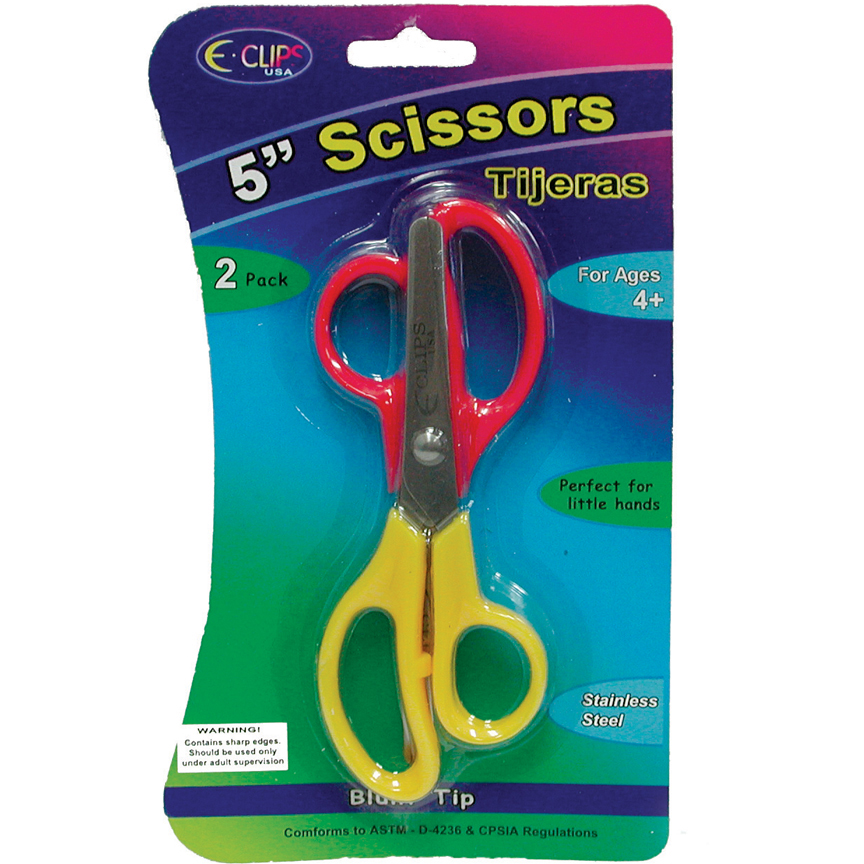 ''5'''' Blunt Tip SCISSORS - Assorted Colors - 2 Pack''