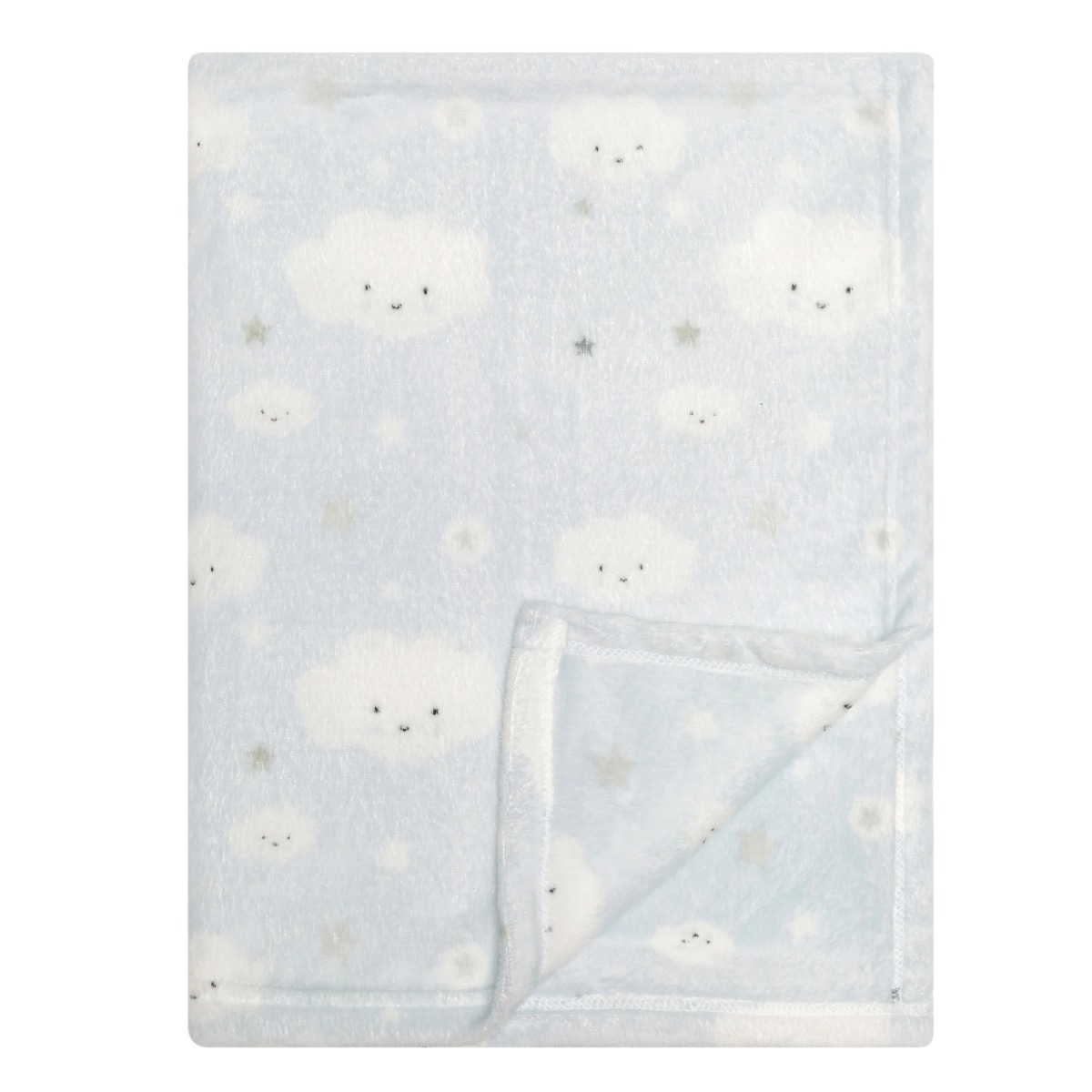 Large-Size Ultra Soft FLEECE Baby Boy's BLANKET w/ Cloud Print