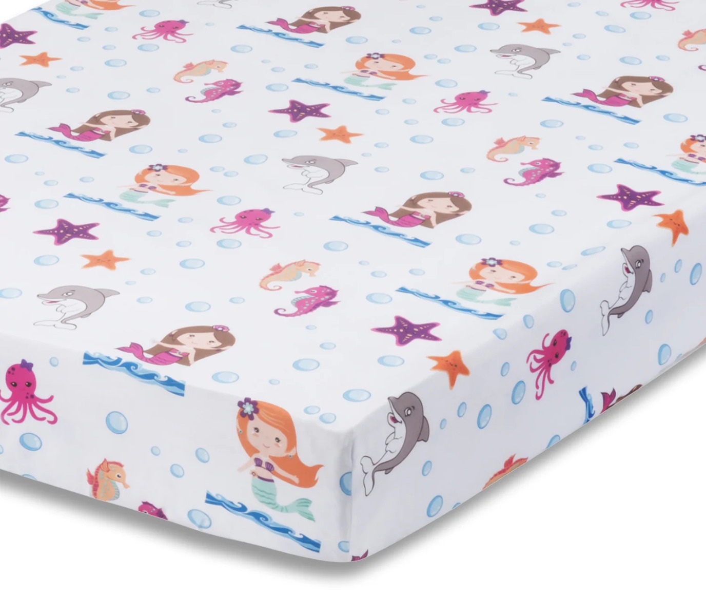 Fitted Crib Sheet - Mermaid Adventures Print