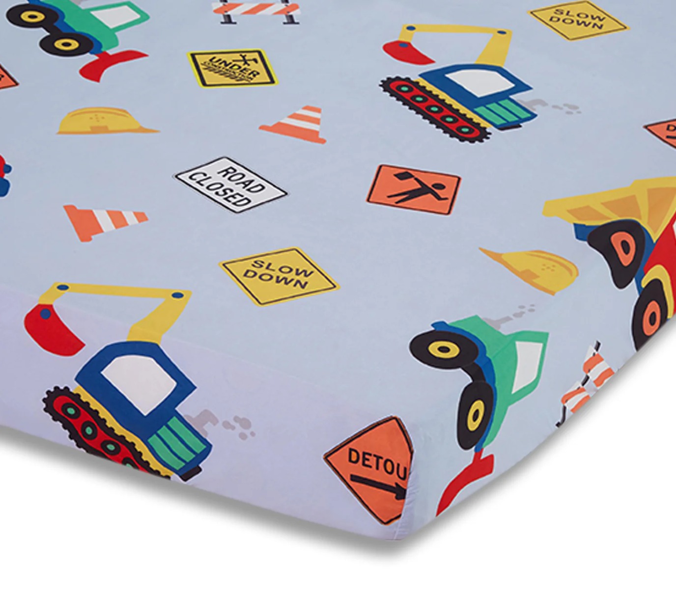 Fitted Crib Sheet - Under Construction Print