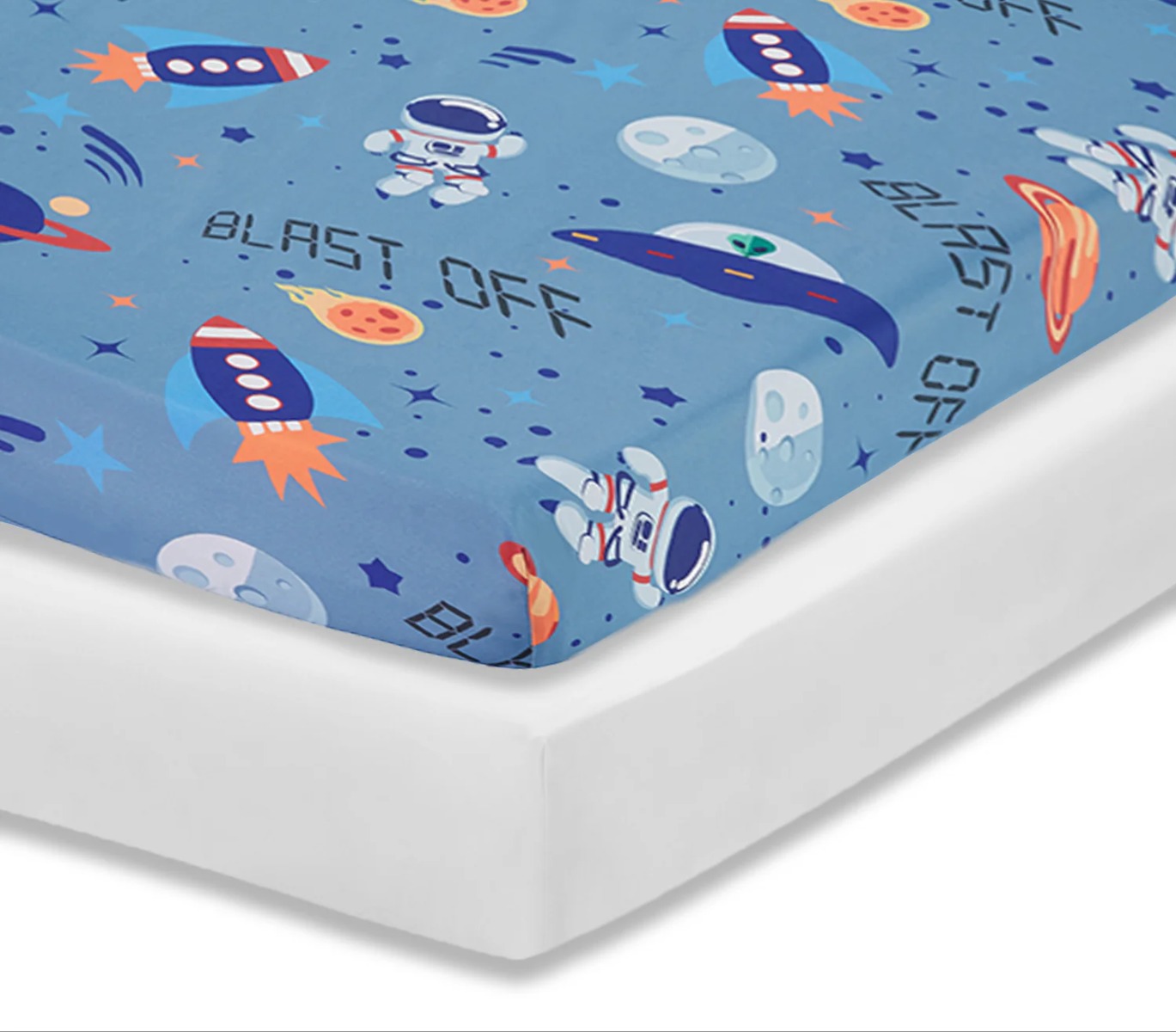 Outer Space Adventures Printed Fitted Crib Sheet - 2-Pack