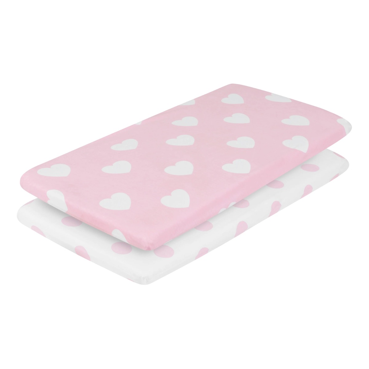 Pink & White Cradle SHEET Sets - Hearts and Dot Print - 2-Pack