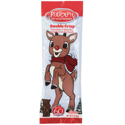 Christmas CANDY Rudolph Double Crisp CANDY Bar 3 Oz In Counter Display