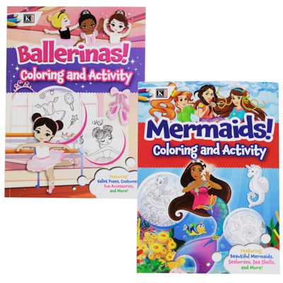 COLORING Activity BOOK Mermaids & Ballerinas 2 Asst Floor Dspl