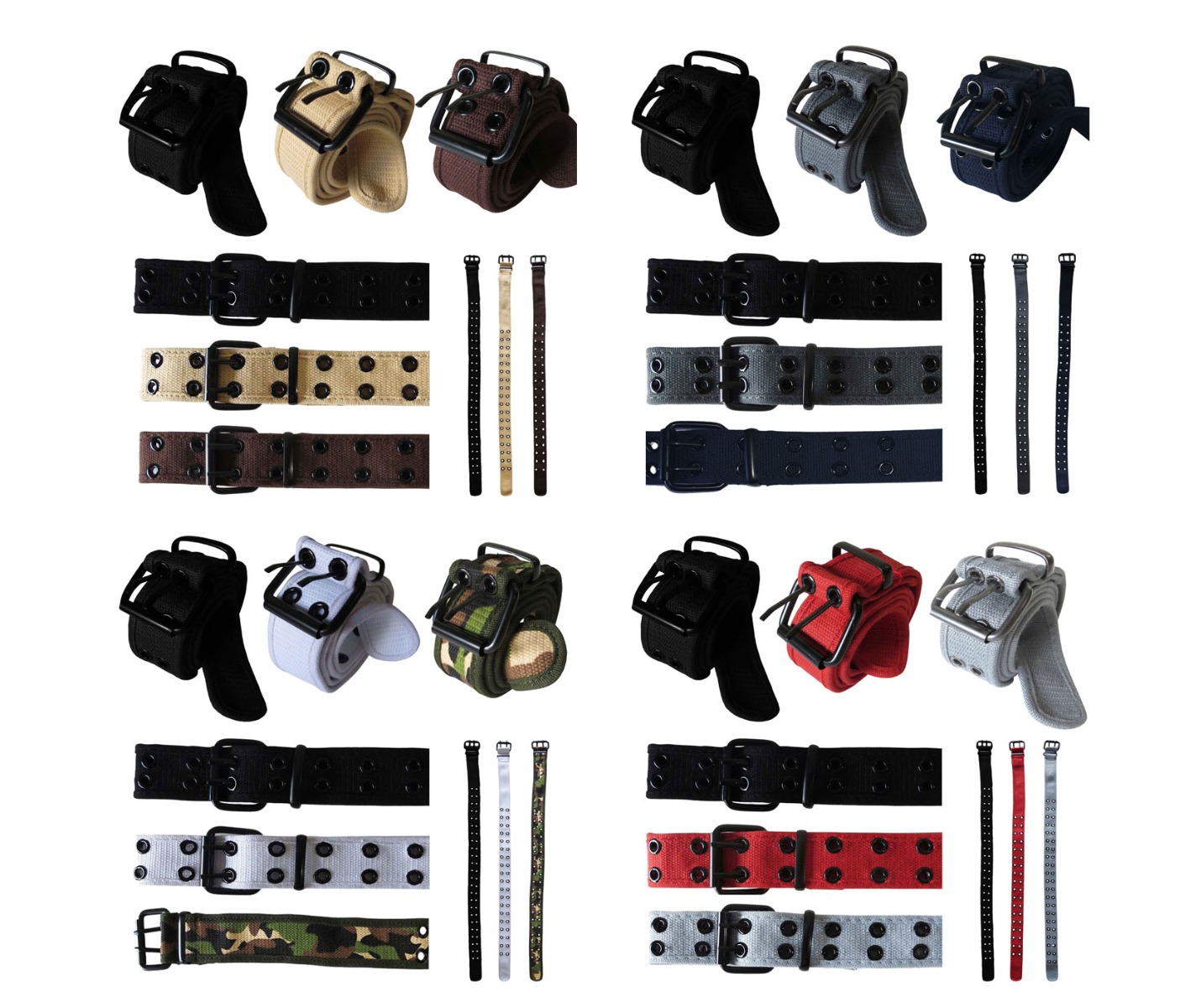 Men's Canvas Double Grommet Black BELTs - Choose Your Color(s)