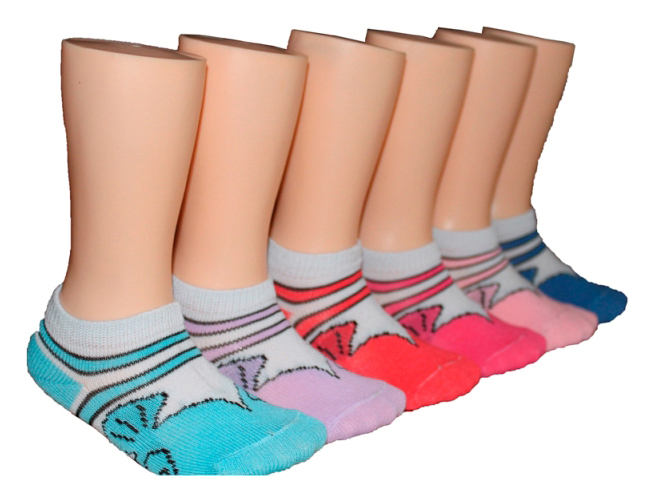 Boy's & Girl's Low Cut Novelty SOCKS - Fish Print - 3-Pair Packs - Size 6-8