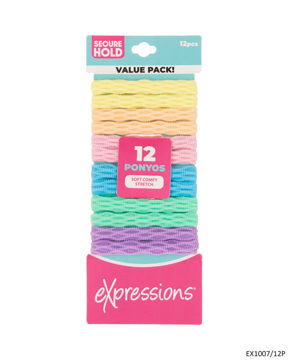 Ponyo HAIR Elastics - Pastel Colors - 12-Pack