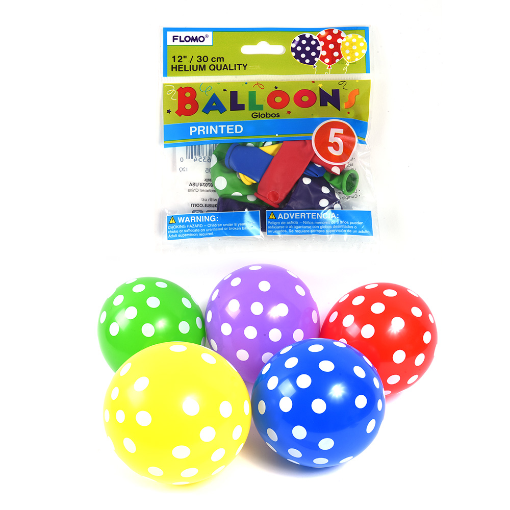 ''12'''' Party Dot BALLOONs - 5-Packs''