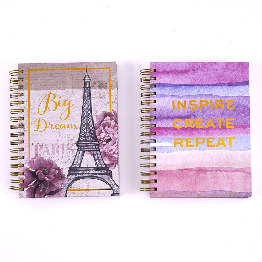 160-Sheet Jumbo SPIRAL Embroidered Journals w/ Canvas Style & Paris Eiffel Tower Print