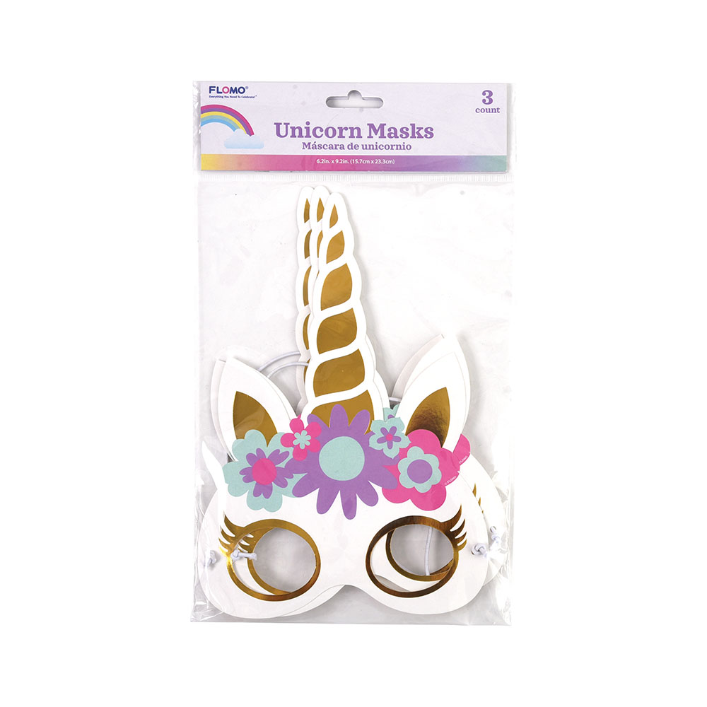 UNICORN Masks w/ Hot Stamping & Elastic String - 3-Packs