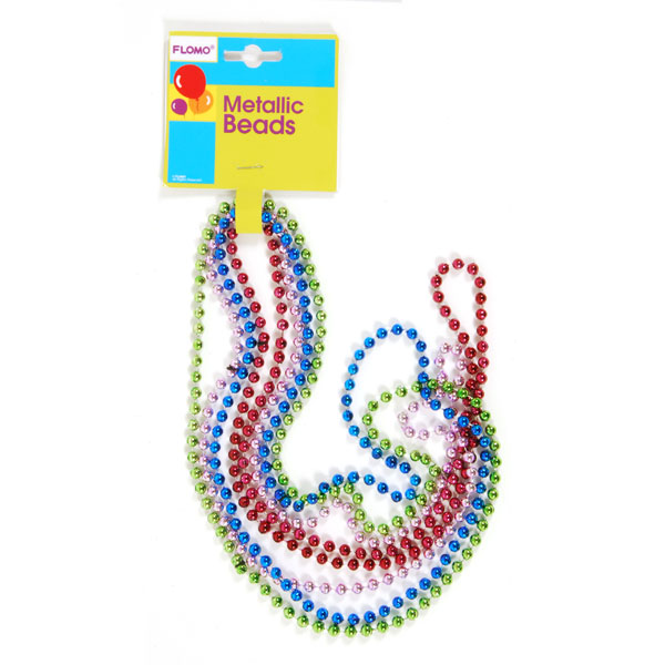 ''32'''' Metallic Beaded NECKLACEs - Assorted Colors - 4-Pack''