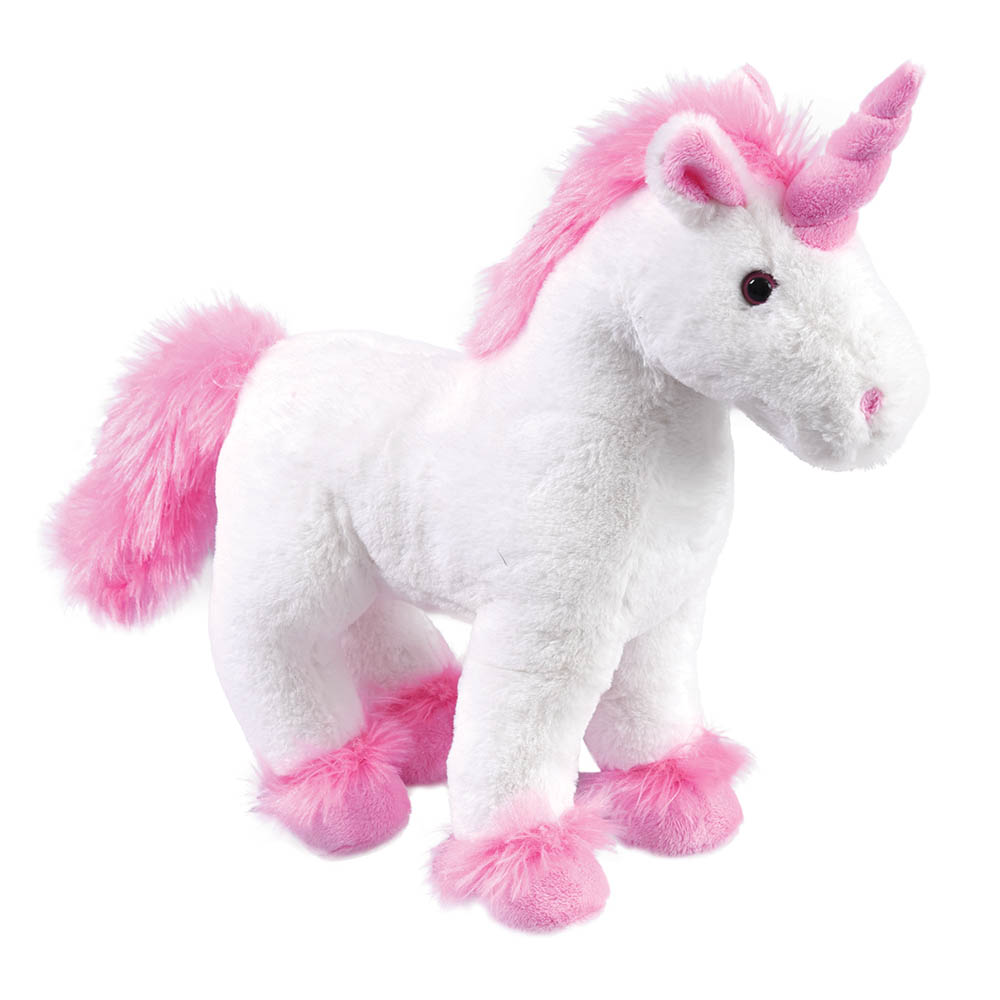 White UNICORN Plush w/ Pink Trim