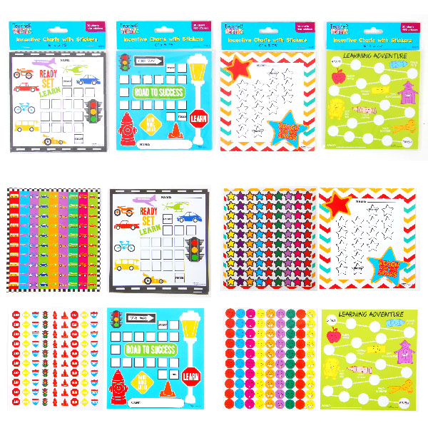 Printed STICKER Sheet Sets w/ Educational Learning Print - 30-Pack