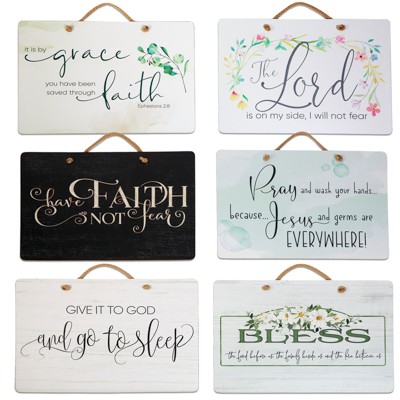 Wall Sign Inspirational Sayings 15.75x11.37 6assorted W/rope HANGER