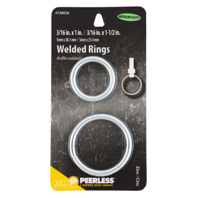 Welded RINGS 2pk Zinc Peerless Carded