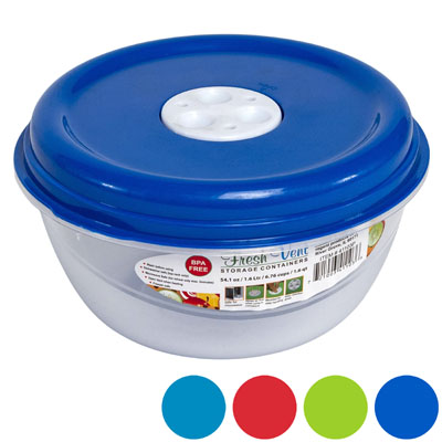 FOOD Storage Cont 54.1 Oz Round Fresh Vent 4 Col Lids In Pdq #5314