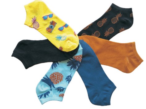 Women's Low Cut Novelty Socks - PINEAPPLE & Beach Print - Size 9-11 - 6-Pair Packs