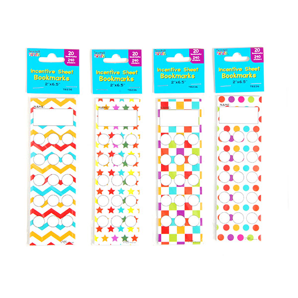 Incentive SHEET Bookmarks w/ Stickers - 20-Packs