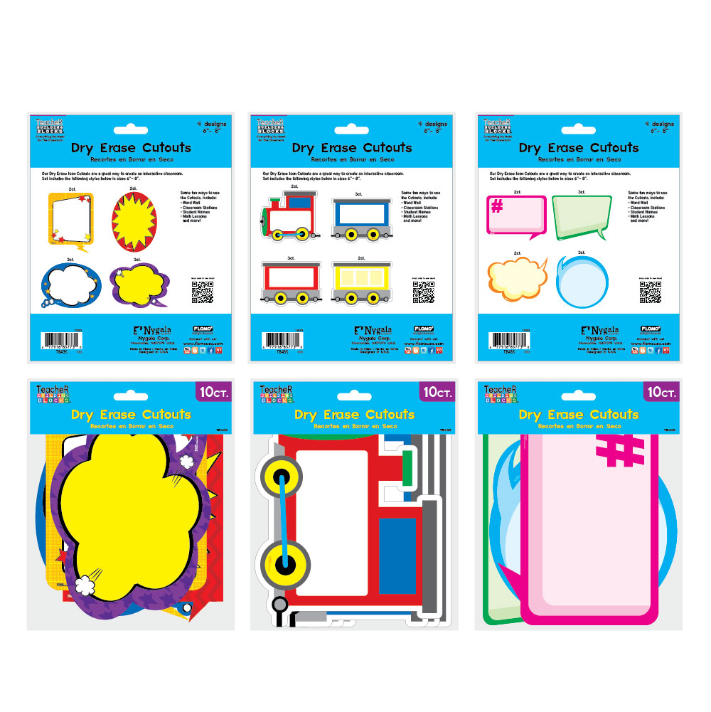 10-Pack Dry Erase Cut Outs