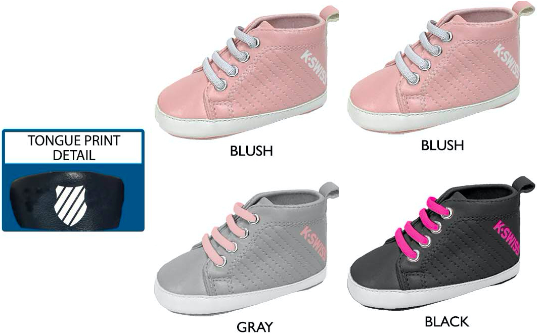 Infant Girl's K-Swiss SNEAKERS w/ Elastic Laces & Printed K-Swiss Logo