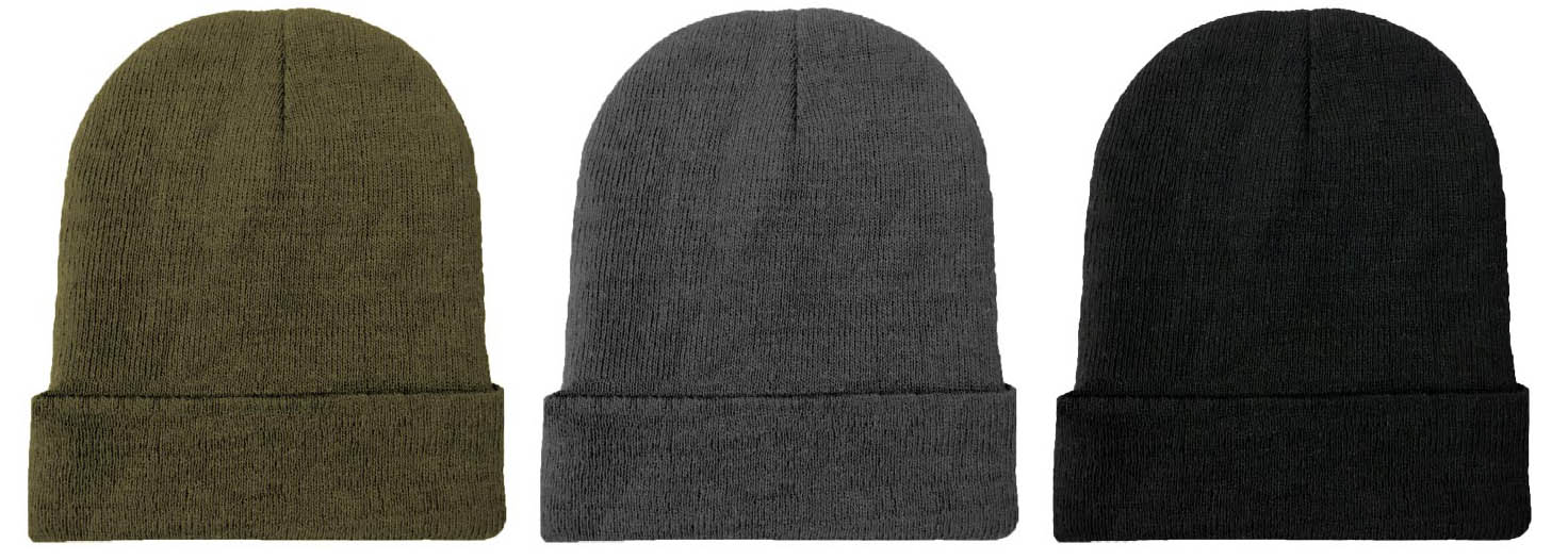 Men's Winter Knit Beanie HATS - Solid Colors