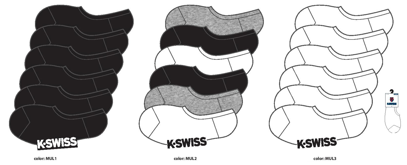 K-Swiss Women's Cotton Footie SOCKS - Solid Colors - Size 9-11 - 6-Pair Packs