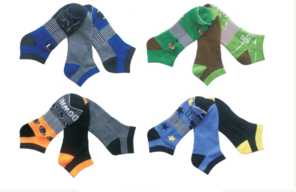 Men's Designer Athletic Ankle SOCKS w/ Football Print - Pair Packs