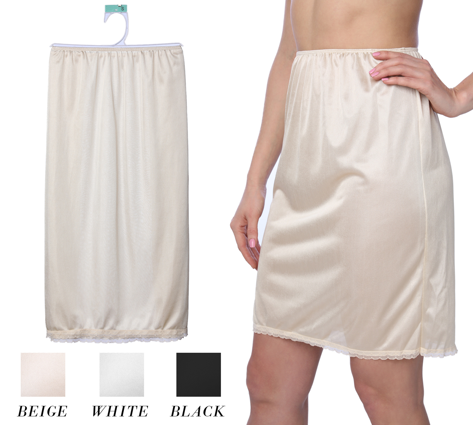 Women's SKIRT Slips w/ Lace Trim - Choose Your Color(s)