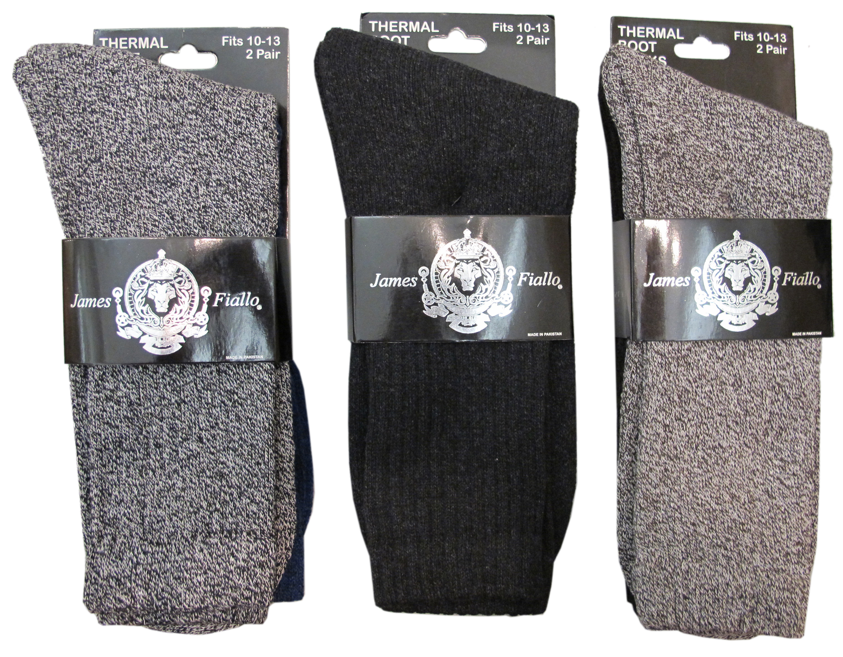 Men's Thermal Boot Crew SOCKS - Assorted Colors - 2-Pair Packs - Size 10-13